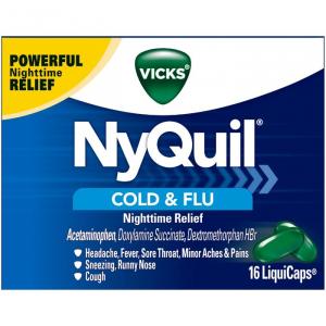 Vicks Nyquil Cold & Flu Night Relief Liquid Capsules 16ct (CASE OF 4 OF 6 PACK)