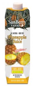 Sunberry Farms 100 Percent Pineapple Juice, 33. 8 Fluid Ounce --