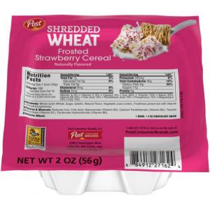 Post Shredded Wheat Frosted Strawberry Cereal, 2 Ounce -- 48 per case.