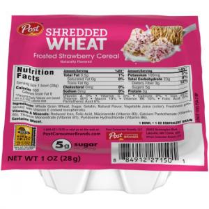 Post Shredded Wheat Frosted Strawberry Cereal, 1 Ounce -- 96 per case.