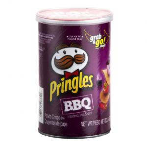 Pringles Potato Crisps Chips, BBQ Flavored, Grab and Go, 2.5 oz Can(Pack of 12)