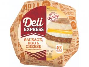 Deli Express Hot To Go Sausage Egg & Cheese Muffin (5.1 OZ, 12 Per Case)