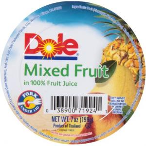 Dole Fruit Bowls, Mixed Fruit In 100% Juice (7 FL.Oz. Cups, 12 Per Case)