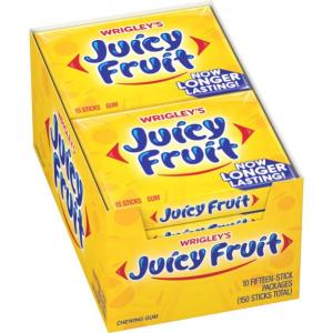 Juicy Fruit Original Bubble Gum, 15 sticks, 10 count (pack of 12)