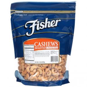 Fisher Whole Cashew Nut In Freshness Seald Package (2 lbs, 3 Per Case)
