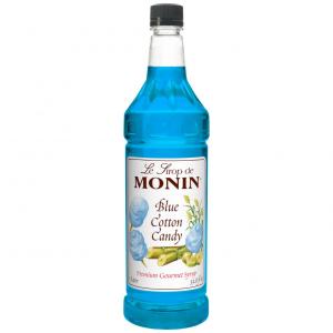 MONIN Blue Cotton Candy Premium Gourmet Syrup 1Ltr Plastic bottle (4 Pack)