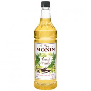 Monin Flavored Syrup, French Vanilla, 33.8-Ounce Plastic Bottles (Pack of 4)