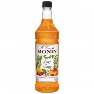 Monin Candied Spicy Mango Flavoured Syrup, Plastic Bottle (1 Ltr, Pack Of 4)
