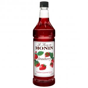 Monin Candied Strawberry Flavoured Syrup, Plastic Bottle (1 Ltr, Pack Of 4)