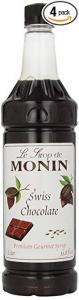 Monin Candied Swiss Chocolate Flavoured Syrup, Plastic Bottle (1 Ltr, Pack Of 4)