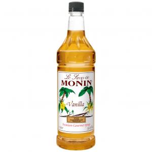 Monin Candied Vanilla Flavoured Syrup, Plastic Bottle (1 Ltr, Pack Of 4)