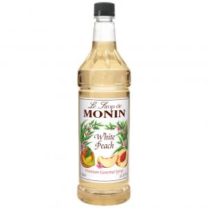 Monin Candied White Peach Flavoured Syrup, Plastic Bottle (1 Ltr, Pack Of 4)