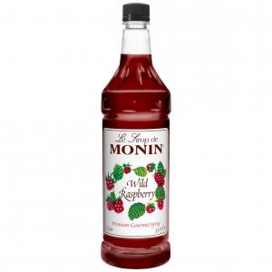 Monin Candied Wild Raspberry Flavoured Syrup, Plastic Bottle (1 Ltr, Pack Of 4)