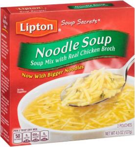 Lipton Instant Soup Mix, Noodle, 4.5 oz, Pack of 24