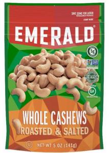 Emerald Nut Cashew Whole Roasted & Salted, 5 Ounce (6 Pack)