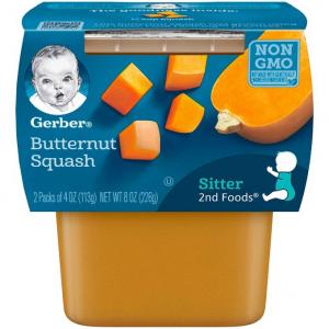 Gerber 2nd Foods Butternut Squash, 4 Ounce Tubs, 2 Count (Pack of 8)