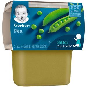 Gerber 2nd Foods Peas, 4 Ounce Tubs, 2 Count (Pack of 8)