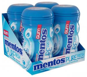 Mentos Pure Fresh Sugar-Free Chewing Gum with Xylitol, Fresh Mint, 50 Piece Bottle (Pack of 4)