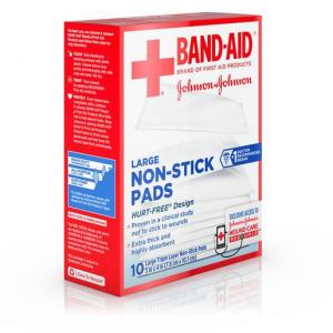 Johnson & Johnson Band-Aid 3x4 Nonstick Pad, 10 Count (8-3 Pack)