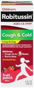 Robitussin Child's Fruit Punch Cough & Cold Liquid Syrup 4foz 3Count (PACK OF 8)