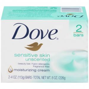 Dove Sensitive Skin Unscented Beauty Bar Soap, 8 Ounce - 12 per case.