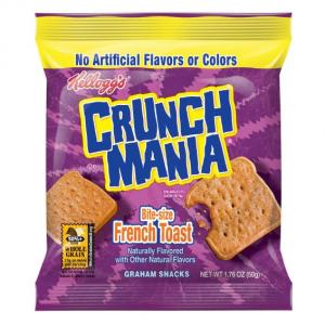 Kellogg's Crunchmania, Graham Snacks, Bite-Size French Toast, Bulk Size, 176 oz (Pack of 100, 1.76 oz Pouches)