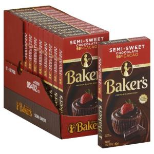 Bakers Semi Sweet Baking Chocolate Bar, 4 Ounce -- 12 per case.