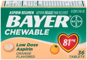 Bayer Chewable Aspirin Low Dose 81mg Orange Flavor 36 count