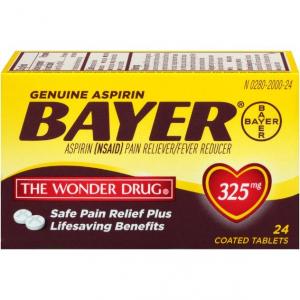 Bayer Aspirin Reliever Chewable Tablets 24 Count (PACK OF 36)
