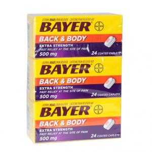 Bayer Back & Body Extra Strength Pain Reliever Caffeine 24 Count (PACK OF 36)