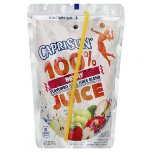 Capri Sun All Natural 100 Percent Berry Juice, 60 Fluid Ounce -- 4 per case.