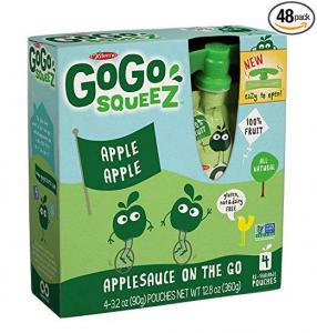 GoGo Squeez appleapple, Applesauce on the Go, 3.2-oz. Pouches, Count of 48