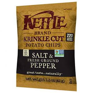 Kettle Brand Potato Chips, Krinkle Cut Salt and Fresh Ground Pepper, Single-Serve 1.5 Ounce (Pack of 24)