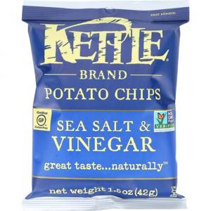 Kettle Brand Potato Chips - Sea Salt and Vinegar - 1.5 oz - case of 24 - Wheat Free - Gluten Free - Non GMO