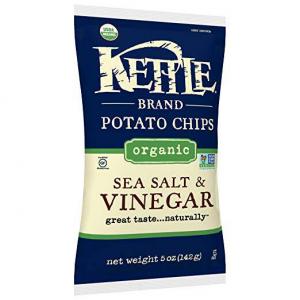 Kettle Potato Chips, Organic Sea Salt & Vinegar, 5 Oz (Pk of 15)