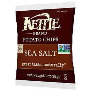 Kettle Brand Potato Chips, Sea Salt, Single-Serve 1 Ounce Bags (Pack of 72)