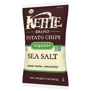 Kettle Brand Potato Chips, Organic Sea Salt, 5 Oz Bags (Pk of 15)