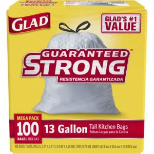 Glad, CLO78526CT, Strong Tall Kitchen Trash Bags, 400 / Carton,