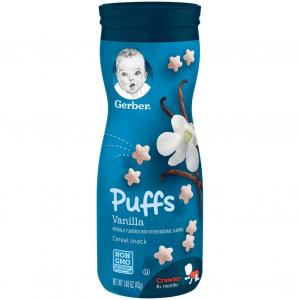 Gerber Puffs Cereal Snack, Vanilla, 1.48 Ounce (Pack of 6)