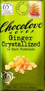 Chocolove Ginger Crystallized in Dark Chocolate Bar 3.2oz 12coun