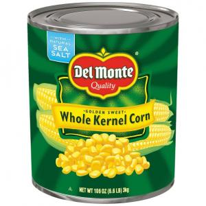 Del Monte Golden Sweet Whole Kernel Corn, 0 G Trans Fat (106 OZ, 6 Per Case)