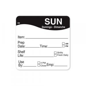 Daymark Safety Systems Shelf Life Sunday Dissolvable Label 250roll (PACK OF 12)