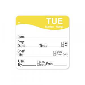 Daymark Shelf Life Tuesday Dissolvable Label 250roll (PACK OF 12)