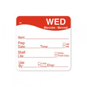 Daymark DissolveMark Shelf Life Day of the Week Label - Wednesday, 2 x 2 inch - 12 rolls per case.