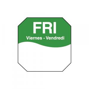 Daymark MoveMark Octagonal Trilingual Day of Week Removable Label - Friday, 1 inch - 12 rolls per case.