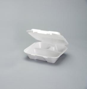 Genpak 3 Compartment White Foam Hinged Dinner Container 100count (PACK OF 200)