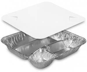 Disposable Aluminum X-Large 3 Compartment T.V. Dinner/Food Storage Trays by Handi-Foil (250)