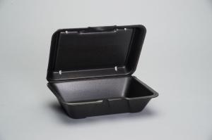 Genpak Large Black Deep All Purpose Foam Hinged Container, 9.19 x 6.5 x 2.875 inch - 200 per case.