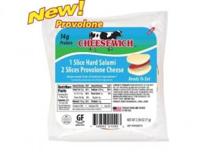 Cheesewich Slice of Hard Salami Provolone Cheese 2.5oz (PACK OF 64)
