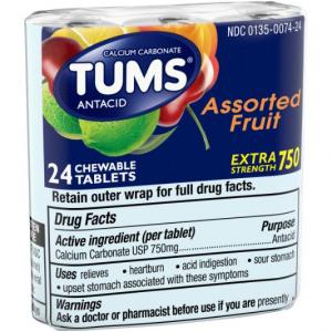 Tums Glaxo Smith Kline Assorted Fruit Cs 24each 12count (Pk OF 6)